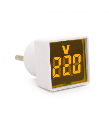 Цифровий вольтметр в розетку LED-102Y, діапазон вимірів 50-380V, Yellow, 30х30х52мм