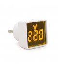 Цифровий вольтметр в розетку LED-102Y, діапазон вимірів 50-380V, Yellow, 30х30х52мм