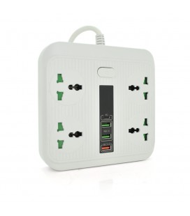 Мережевий фільтр TB-Т18, 4 розетки + 2 USB + PD, 2 м, перетин 3х0,75мм, 3000W, White, Box