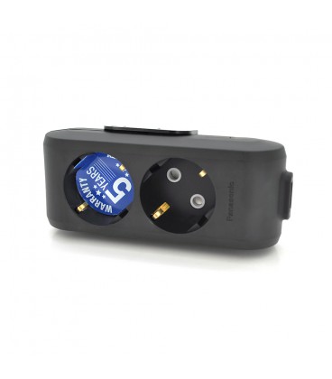 Колодка Panasonic X-tendia с заземлением 2 гнезда, с защитными шторками, чорная