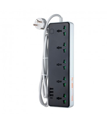 Мережевий фільтр HOCO AC13A на 5 розеток + 3 USB + USB-C, 17W, кабель 1,5 м, 220В, Black, Box