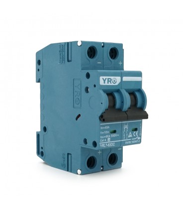 Автоматический выключатель постоянного тока YRO YRL7-63DC 2P 63A DC550V 6kA, DIN, 104*35*44.8mm