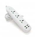 Сетевой фильтр ТВ-Т16mini, 3 розетки + 4 USB, 2 м, сечение 3х0,75мм, 3000W, White, Box