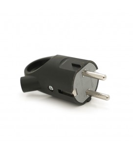 Вилка із заземленням кутова з кільцем, 16A 250V, A112B, Black, Q35