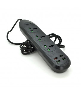 Сетевой фильтр ТВ-Т16, 3 розетки + 4 USB, 2 м, сечение 3х0,75мм, 3000W, Black, Box