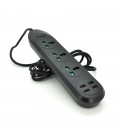 Мережевий фільтр ТВ-Т16, 3 розетки + 4 USB, 2 м, перетин 3х0,75мм, 3000W, Black, Box