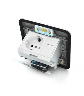 Розетка универсальная + 1 Shuko + 1RJ-45 выдвижная с заземлением J02L, Input: AC 100-250V 13A, Silver