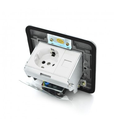Розетка універсальна + 1 Shuko + 1RJ-45 висувна із заземленням J02L, Input: AC 100-250V 13A, Silver