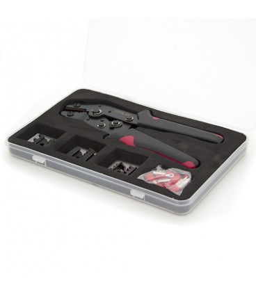 Інструмент обжимний SN-2549 для обжимки клем + насадки 06 -0.5-6mm2, 02С -0.5-2.5mm2, 06WF -0.25-6mm2, Black-red