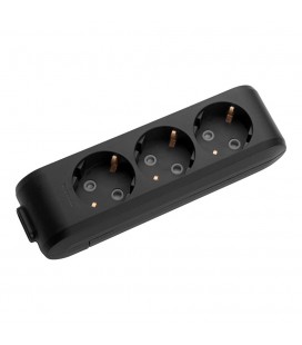 Колодка Panasonic X-tendia із заземленням 3 гнізда, з захистними шторками, чорна