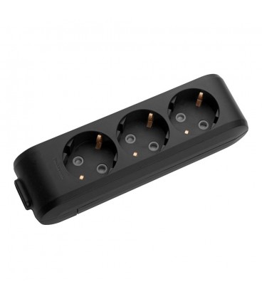 Колодка Panasonic X-tendia із заземленням 3 гнізда, з захистними шторками, чорна