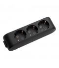 Колодка Panasonic X-tendia із заземленням 3 гнізда, з захистними шторками, чорна