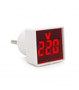 Цифровой вольтметр в розетку LED-102R, диапазон измерений 50-380V, Red, 30х30х52мм