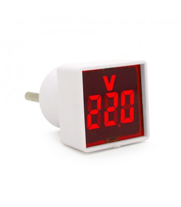Цифровий вольтметр у розетку LED-102R, діапазон вимірювань 50-380V, Red, 30х30х52мм