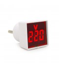 Цифровий вольтметр у розетку LED-102R, діапазон вимірювань 50-380V, Red, 30х30х52мм