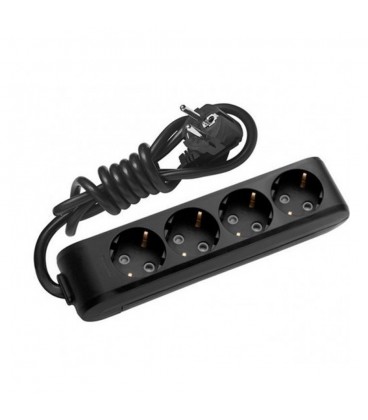 Подовжувач Panasonic X-tendia із заземленням 4 гнізда, 5 м, з захистними шторками, чорний