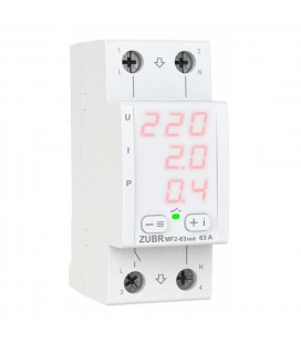 Многофункциональное реле однофазное MF2-63 на DIN-рейку, 63А, 13900ВА, 120-280В, двухмодульное с индикатором напряжения, тока, м