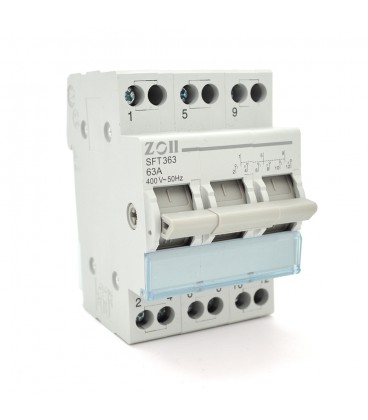 Модульный перекидной автомат трехпозиционный ( перекидной автомат) Voltronic SF219G-3P-63A с общим выходом, прозрачная крышка