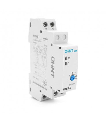 Реле времени CHINT NTE8B480S, на DIN-рейку, задержка включения-48с-480с, Ue/le: AC-15 240В/0,75А, -5°С~+40°С, 93х66,5х18,5 мм
