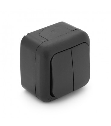 Выключатель двойной ViKO Palmiye наружного монтажа, влагозащищенный IP54, AC:110-250V, 10A, Black