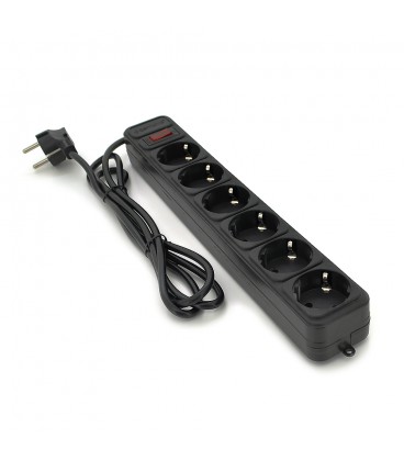 Сетевой удлинитель Gembird SP6, 220В 10А, 6 розеток, 3 м, Black, Q30