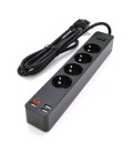Мережевий фільтр KSC-717 Zhengya series на 4 розетки + 4 USB виходи 4000W, 1.8m, Black