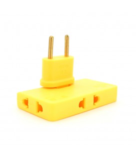 Тройник + переходник 3 in 1, UK/US-EU, 220В, 10А, поворотный 180°, Yellow