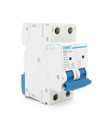 Автоматичний вимикач постійного струму CHNT NB1-63DC 2P C32 DC500V, 32A, 6kA, DIN, 86*36*49.5mm