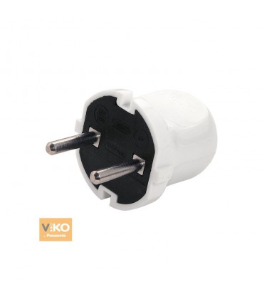 Вилка VIKO без заземлення (mimoza) 7.5А 260V, White. ПВХ