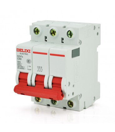 Автоматический выключатель переменного тока Delixi HDBE DZ47S 3P/50A, 400V