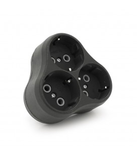 Розетка тройник с заземлением A202В, 2Р+PE, 16А Black, Q14