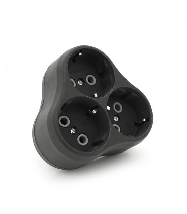 Розетка трійник із заземленням A202В, 2Р+PE, 16А Black, Q14