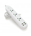 Мережевий фільтр ТВ-Т16, 3 розетки + 4 USB, 2 м, перетин 3х0,75мм, 3000W, White, Box