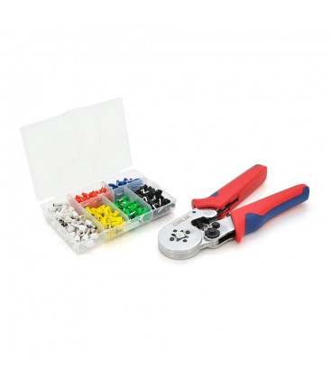 Кримпер CINLINELE HCS8 6-4 для обжима кабельного наконечника, Red-blue + набор кабельных наконечников (VE0508,VE7508,VE1008,VE15