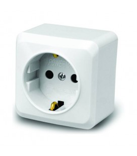 Розетка із заземленням зовнішнього монтажу, White, Q30