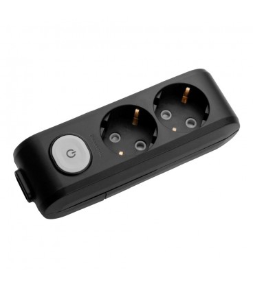 Колодка Panasonic X-tendia із заземленням 2 гнізда, з захистними шторками,з вимикачем чорна