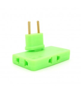 Тройник + переходник 3 in 1, UK/US-EU, 220В, 10А, поворотный 180°, Green