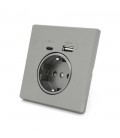 Розетка врізна із заземленням, Input: AC:110-250V/16A, Type-C/USB-виходи, Gray