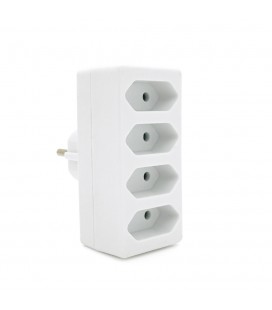 Розетка 4-х местная без заземления SQ-ZDB01/4, 4x2.5A(10A) 250V~Max, 2300W, White, 2Р, Q100