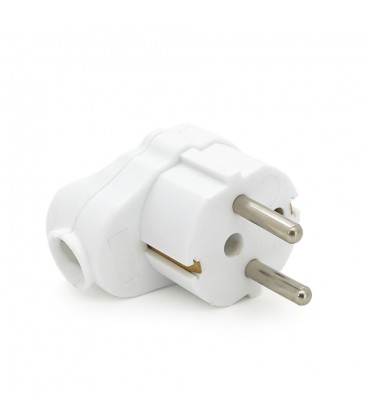 Вилка с заземлением угловая с кольцом, разборная SQ-GP-003, 16А 220V, White, Q200