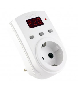 Бытовое защитное реле по напряжению VP-16AS в розетку, однофазное, 16А, 3200Вт, 120-270В, с индикатором напряжения