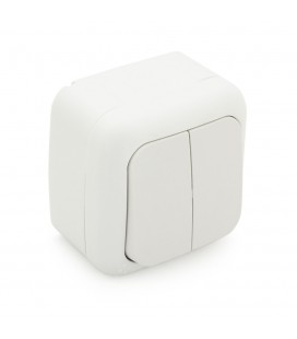 Вимикач подвійний ViKO Palmiye зовнішнього монтажу, вологозахищений IP54, AC:110-250V, 10A, White