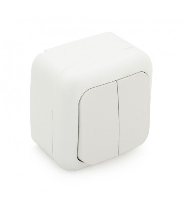 Выключатель двойной ViKO Palmiye наружного монтажа, влагозащищенный IP54, AC:110-250V, 10A, White