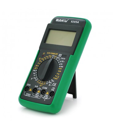 Мультиметр BAKKU BK-9205A Измерения: V DC, V AC, A DC, A AC, Ω, C, hFE, диод, транзистор