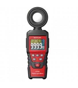 Люксметр Mayilon HT-620. Измерения: Lux (0-100000 лк), Fc (0-100000 фут-кандел). Габариты: 135×60×30 мм.
