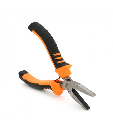 Плоскогубці подовжені, чорно-жовтогарячі ручки, 125мм, 55гр