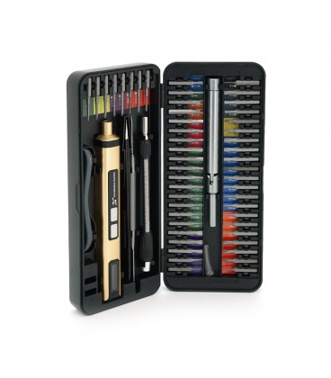 Набор SW-80022 Электро отвертка +биты 50+ лопатка+ пинцет+удлинитель, длина держателя 115 мм, биты S2 магнитная, алюминий, USB к