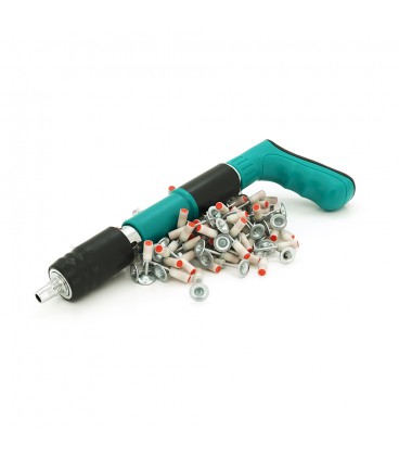 Пістолет будівельно-монтажний під цвяхи діаметром 7,3мм+ 100 цвяхів монтажних піроксилінових діаметром 7,3мм, Green