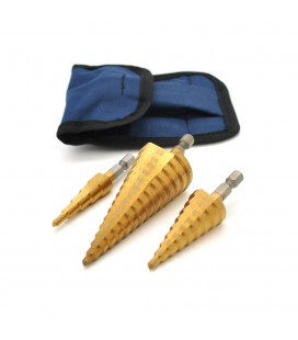 Набор свёрл YOSO ступенчатых, шаговых HSS 4-12, 4-20, 4-32мм (в чехле)