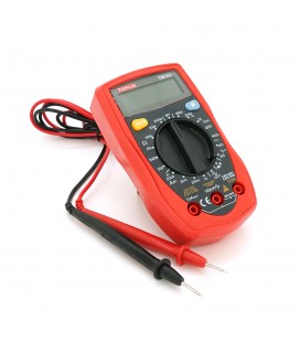 Мультиметр TOPLLA TM103. Измерения: V, A, Ω, ◻︎ (генератор сигналов 50 Гц). Функции: прозвонка, тест диодов. Габариты: 130×73.5×